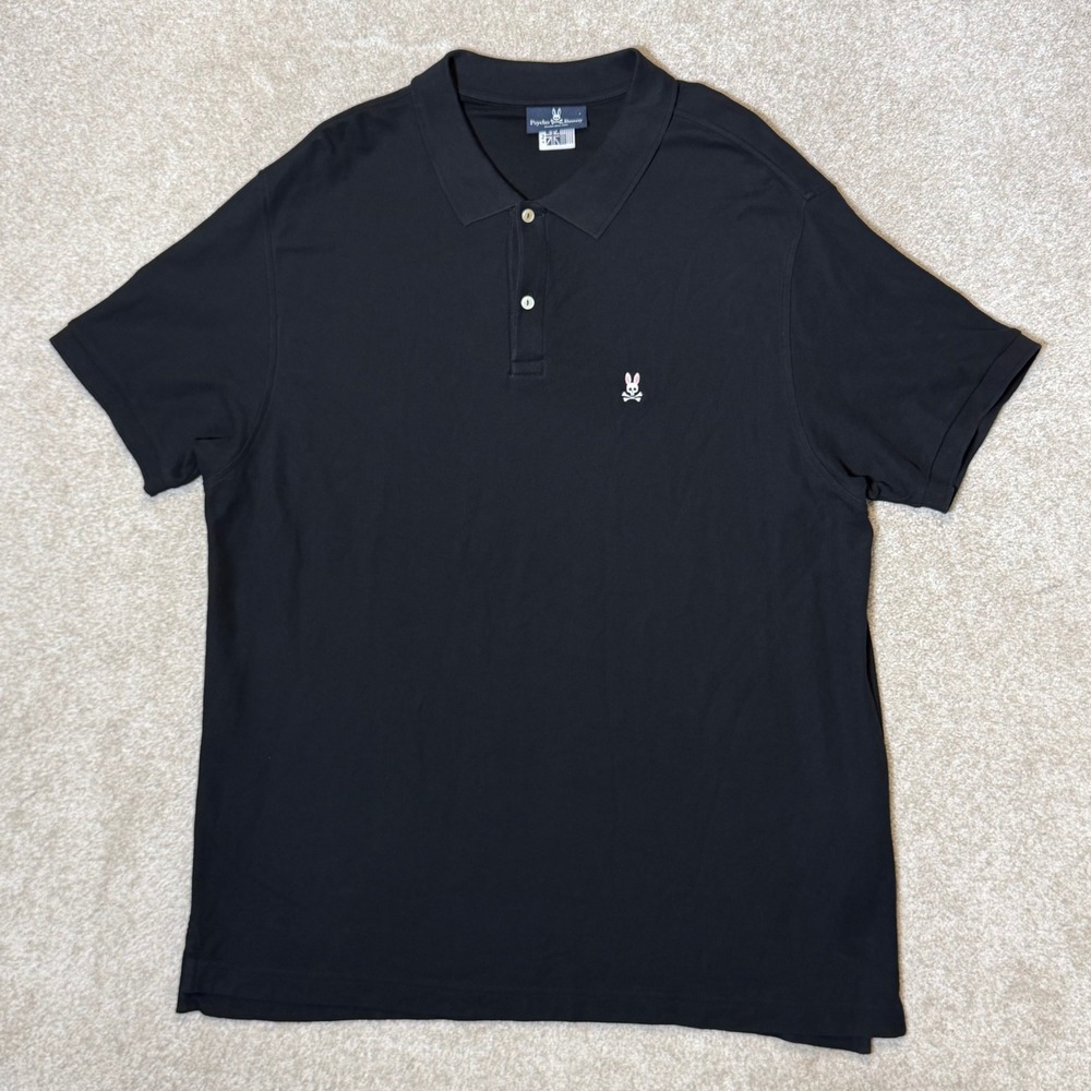 Psycho Bunny Polo Shirt Mens 2XL Black Pima Cotton Short Sleeve Classic Fit